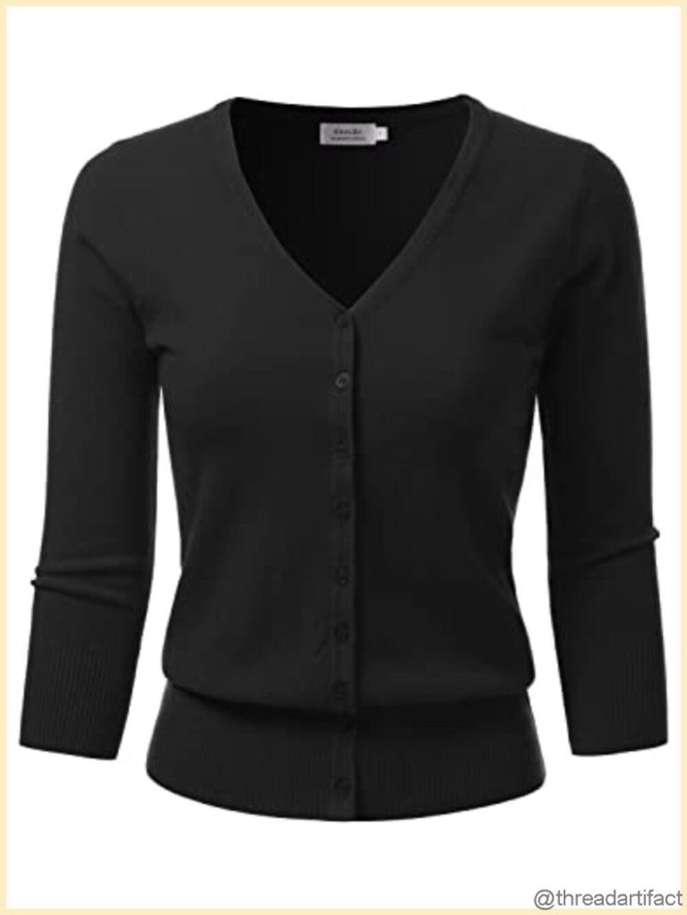 Womens 3/4 Sleeve V-Neck Button Down Knit Cardigan Sweater